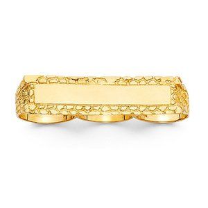 14KT Gold Three Finger Men's Ring Width 15mm